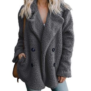 Teddy bear fleece pea coat in gray